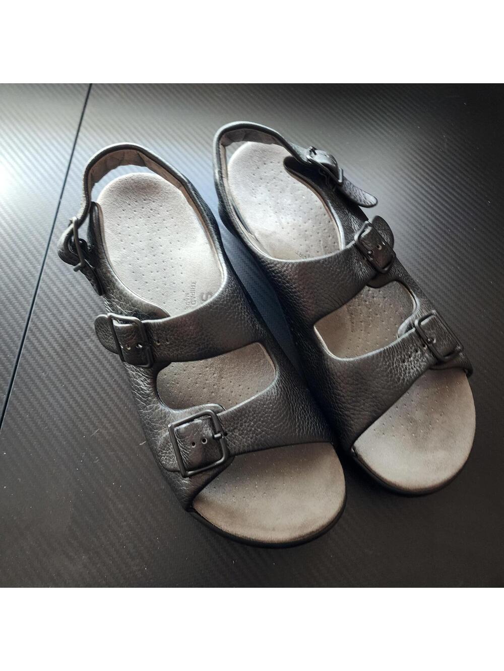 NEW SAS Relaxed Men's Black Leather Comfort Sandals Size 14 NWOB